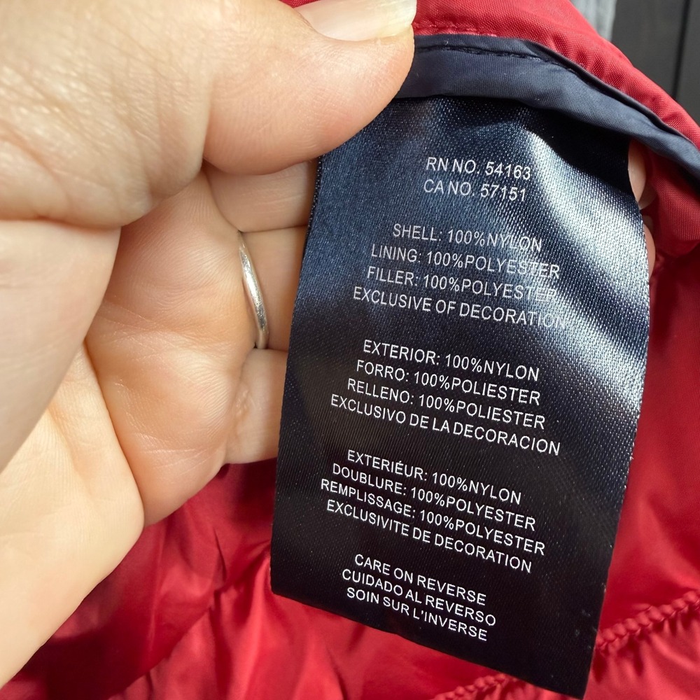 Tommy Hilfiger Mens Packable Puffer Jacket Colorblock Navy Red White 150AN796 M - Picture 9 of 12